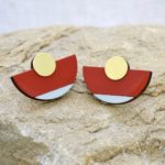 Two Color Semicircle Earrings